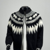 Cardigan en tricot vintage pour couple, avec fermeture éclair et patchwork, col montant, pour homme, automne-hiver, pull de Noël, vêtement d'extérieur décontracté