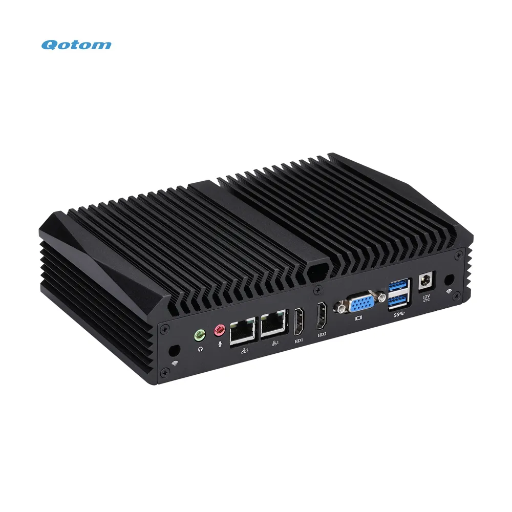 Qotom – Mini Pc industriel sans ventilateur, Cpu i7 6500U 8 x USB RS232 2 x LAN VGA 2 x ordinateur de bureau HD