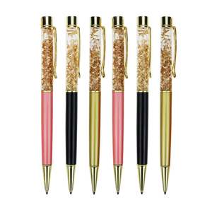 Foglia oro galleggiante penna di modo penna a sfera in metallo per la promozione del prodotto Università souvenir pen display - Product Image 1