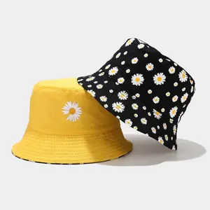 Bob d'été en coton pour femmes, chapeaux de soleil de plage, Bob réversible, chapeau de pêcheur à fleurs Panama