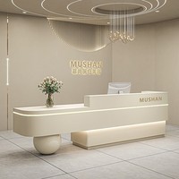 Bureau de réception moderne en bois blanc avec éclairage LED, durable et réglable, pour hôtel, salle de sport, bureau, bar et hall