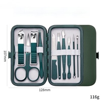 Kit de coupe-ongles professionnel pour manucure et pédicure en acier au carbone, 10 pièces, avec étui de voyage portable et durable