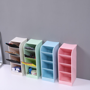 Slanted Multi Compartment Plastic Pen Holder Desktop <b>Storage</b> <b>Box</b> For Stationery Organizing - Product Image 2