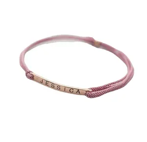 Cutest jewelry Personalized Name bracelet with silk twisted cord adjustable handmade charms engraved name logo bar design