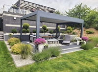 Pergola motorisée sur mesure en aluminium, gazebo extérieur, toit à lames réglables, étanche, télécommande, écologique, nature