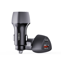 Chargeur de voiture SUNDA à tête triangulaire noire 100W, charge rapide, adaptateur de chargeur de voiture USB C ignifuge pour téléphones mobiles 12V-24V