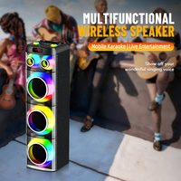 Altavoz SING-E JQS-9831 RGB LED DJ Party Blue T con Micrófono Inalámbrico de 300W PMPO para Karaoke en Casa, Uso en Exteriores, Computadora y Teléfono Móvil