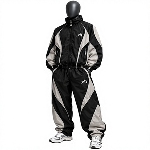Even You Unisex Vintage Color Block Tracksuit <b>Pants</b> Drawstring <b>Wide</b> <b>Leg</b> Jogger windbreaker for Streetwear - Product Image 1