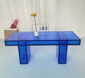 Chaise d'Exposition à Chaussures en Acrylique Bleu Tendance, Transparente et de Luxe, Vente en Gros - Product Image 3