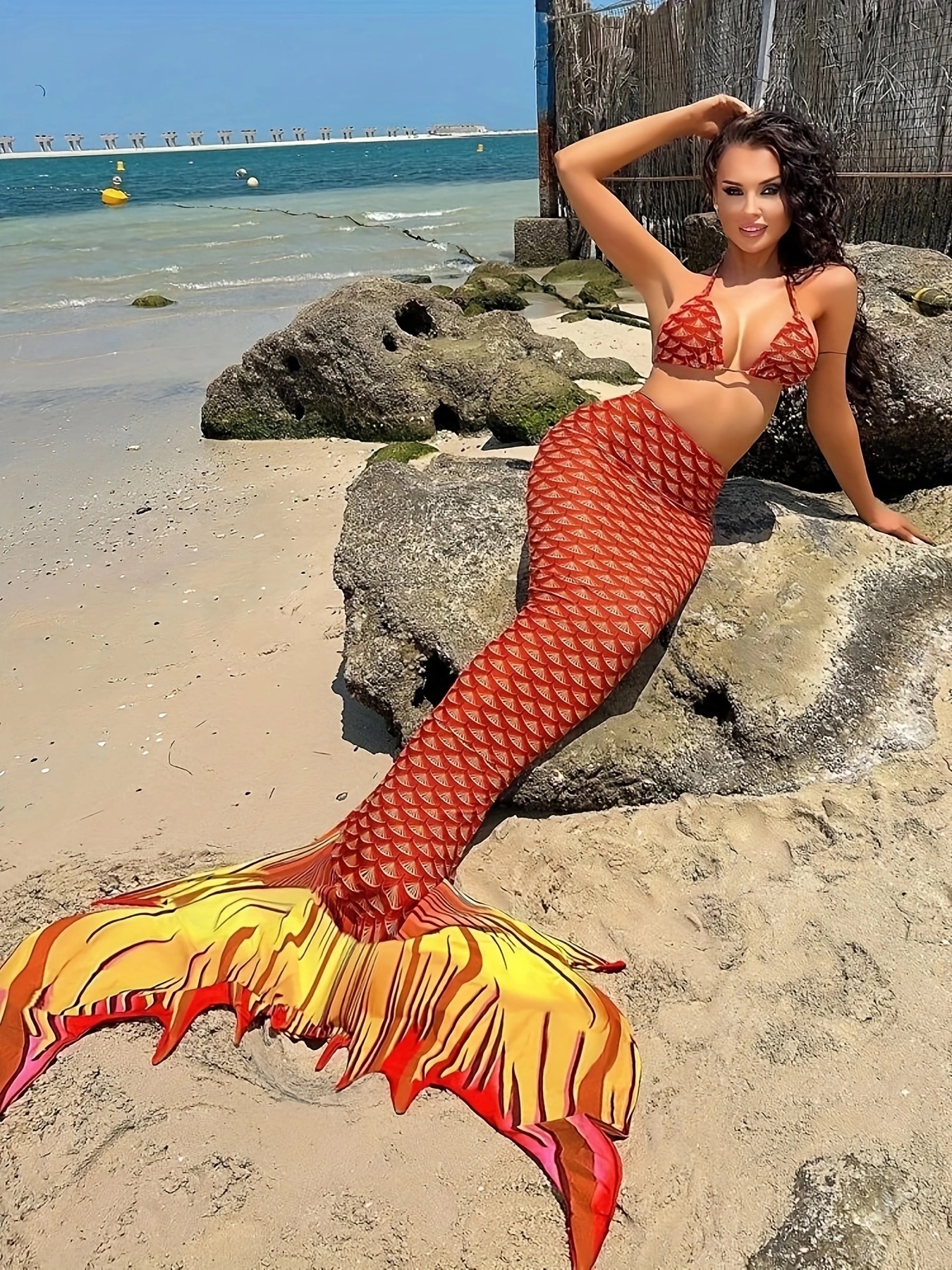 sexy mermaid bathing suit Kaerm Women Sexy One-Piece Mermaid Swimsuit Deep V Neck High Cut Swimwear  Sleeveless Bathing Suit Blue Medium at Amazon Women's Clothing store main image 1