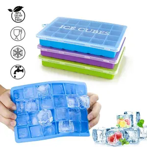24 Grids Eco-Friendly Silicone Mold Home Bar Ice Cube Tray With Lid Small Fruits Ice Cubes Maker Making Sweet Ice Cream Molds