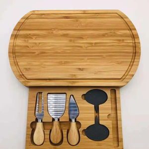 Hadiah natal bambu zaitun Charcuterie kayu papan pemotong keju melayani nampan memotong blok 3 Set pisau 2 papan tulis - Product Image 6