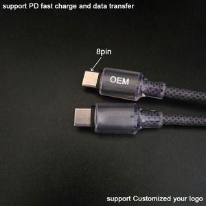 Cavi USB C a 8 Pin di Ottima Qualità con Cristalli di Ghiaccio Resistenti alla Piegatura Design in Nylon Spesso Intrecciato per iOS - Product Image 3