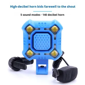 Phare de vélo de montagne, klaxon, sonnette, feu arrière, charge USB, haut décibel, <span class=keywords><strong>5</strong></span> modes sonores, accessoires d'équipement de cyclisme - Product Image 6