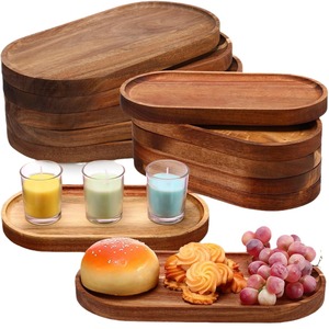 Wooden oval plate, Japanese style solid wood <b>tray</b>, <b>tea</b> <b>tray</b>, acacia wood dessert plate, coffee simple wooden plate - Product Image 2