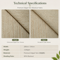 Tissu de rideau chenille bouclé tissé en fil bordé, 100% polyester, poids moyen 390g/m, occultant, texture 3D, motif perle de riz, moderne et luxueux