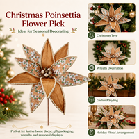 Couronne de Noël en gros avec motif pain d'épices, bordure en corde et fleurs artificielles de Poinsettia