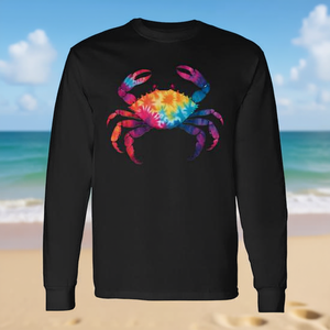 Camiseta de manga larga Tie Dye Crab negra unisex talla adulto - Product Image 3