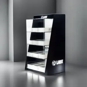 Pabrik ODM/OEM akrilik pro-tangki rak tampilan alat penyemprot elektronik kabinet pajangan lampu Led berdiri