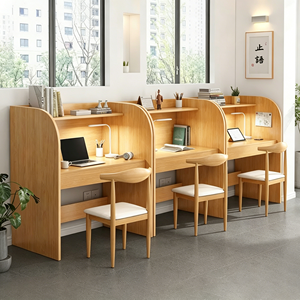 Escritorio de Estudio de Madera Maciza con Estantería, Conjunto Moderno de Escritorio y Silla para Estudiantes, para Biblioteca o Aula - Product Image 3