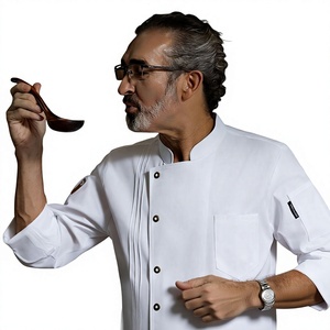 Unisex Short Sleeve Chef Jacket White Polyester/Cotton Woven Button Closure Restaurant Bar Uniform - Product Image 1