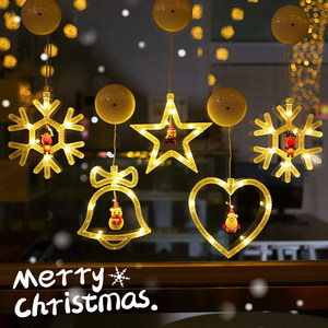 <b>LED</b> Christmas Window Lights Suction Cup <b>Star</b> Tree Bell Shape Battery Operated Xmas Home Decor - Product Image 4