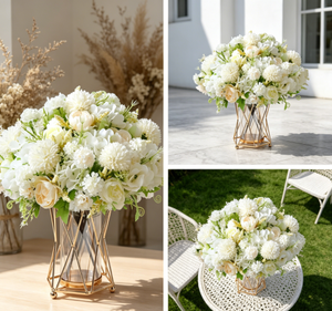 HNVNER Fleurs <span class=keywords><strong>de</strong></span> lys en soie modernes faites à la main, 2 bouquets, blanc, grandes compositions florales pour mariage, Saint-Valentin, remise <span class=keywords><strong>de</strong></span> diplôme, hôtel - Product Image 5