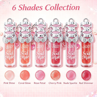 Coffret de 6 gloss à lèvres avec pendentif cœur aile d'ange détachable, hydratant et brillant, maquillage cosmétique pour les lèvres, boîte de présentation de 24 pièces
