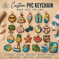 Porte-clés personnalisé en PVC pour l'été, idéal pour les fêtes sur la plage, les vacances, porte-clés en caoutchouc découpé, breloque tropicale personnalisée, cadeau