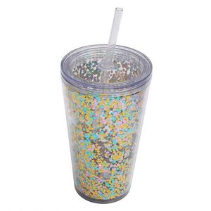 24oz Customizable Double Walled Glow in the Dark Green <b>Reusable</b> Insulated Clear Plastic Tumblers Lid <b>Straw</b> Custom Logo Design - Product Image 6