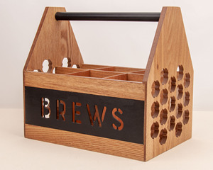 <span class=keywords><strong>6</strong></span> 팩 맥주 레드 와인 소다 나무 병 캐디 병 캐리어 내장 금속 오프너 - Product Image 2