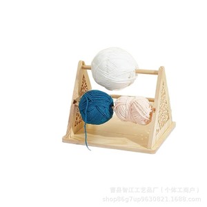 Soporte triangular de madera desmontable para bobinas, soporte giratorio para bobinas de hilo, herramienta de bricolaje para tejer a crochet en el escritorio. - Product Image 5