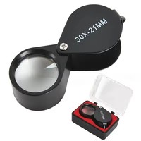 30X Metal Jewelry Magnifying Glass Jewelers Eye Tool Jewellery Folding Loupe Glass Lens Magnifying Triplet Glass Jewelry Diamond