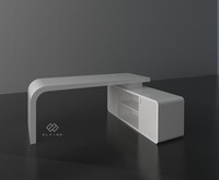 Bureau de direction moderne blanc au design épuré avec plateau en marbre, table d'ordinateur commerciale durable