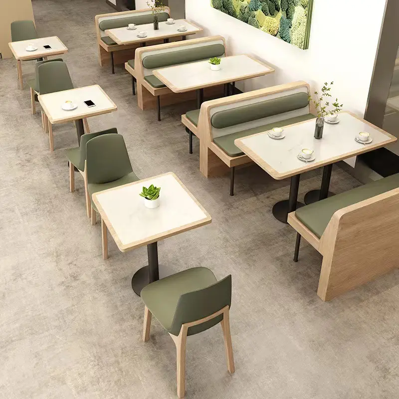 Meja dan Kursi Furnitur Ruang Tamu Desain Interior Restoran, Stan Sofa Sisi Ganda Cafe