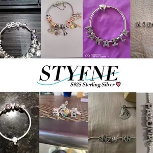 Original 26 letras en inglés en la parte posterior amor circón <span class=keywords><strong>925</strong></span> plata esterlina para mujeres Diy pulsera accesorios joyería hacer regalo - Product Image 4