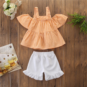 Las niñas de algodón de moda Top con volantes pantalones cortos lindo bebé Europa y los Estados Unidos versión chica traje - Product Image 1