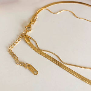 Collar de cadena de serpiente de doble capa para mujer, collar en capas de acero inoxidable, joyería de alta calidad, venta al por mayor, Colliers bijoux de Mode - Product Image 4