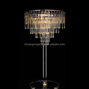Support de fleurs en métal cristal acrylique or et argent Pièce maîtresse d'événement de mariage en fer pour application de table et de vase - Product Image 4