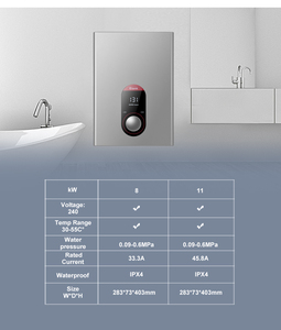 เครื่องทำน้ำอุ่นแบบไร้ถังกำลังสูง 8KW-27KW พร้อมหน้าจอดิจิตอล สำหรับห้องน้ำ ใช้สำหรับอาบน้ำ ใต้ซิงค์ ใช้ไฟฟ้า - Product Image 2
