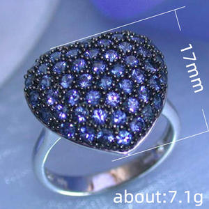 F489 Anello a Forma di Cuore in Argento 925 con Cristalli e Strass, Gioiello da Festa per Donne - Product Image 5