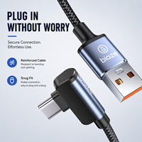 Câble USB2.0 vers USB C Biaze, angle droit 90 degrés, 2 m, câble de charge et de synchronisation de données tressé de type C pour téléphones et tablettes Android