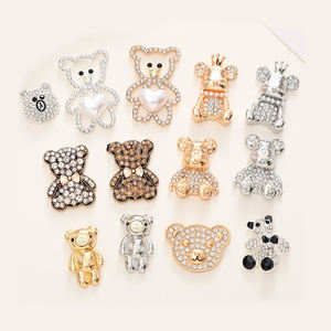 平背水钻可爱熊按钮DIY水钻平背护身符用于电话装饰钻石合金护身符 - Product Image 1