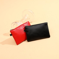 Dapat disesuaikan LOGO tahan air wanita warna Solid PU lembut kulit dompet koin pria Mini dompet kartu koin dompet kunci
