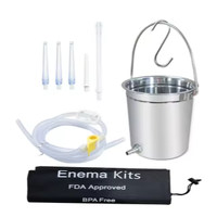Kit de lavement domestique portable en acier inoxydable pour café et lait, avec sac de rinçage et seau pour lavement