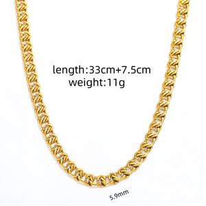 Joolim 18kゴールドメッキPVDチャンキーキューバ中空バンドチェーンチョーカーネックレス,女性用 - Product Image 5