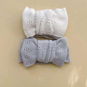 Bandeau en tricot de coton fait main avec double nœud, accessoire de cheveux mignon pour bébé, différents styles, nœud assorti à l'ensemble - Product Image 2