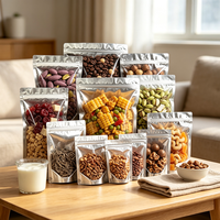 Sachets Doypack Holographiques Personnalisés Durables avec Fenêtre Transparente et Fermeture Zip Refermable pour Emballage de Noix et Snacks, Qualité Alimentaire, Vente en Gros