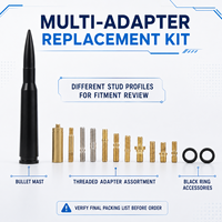 Universal Car Antenna Kit One Car Antenna Mast Kit, Multiple Thread Options Black Bullet Profile for Replacement Work