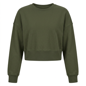 Sudadera Corta de Invierno para Mujer, Color Sólido, Último Estilo, 100% Algodón, Transpirable, de Secado Rápido, con Logotipo Frontal, Venta al Por Mayor, Personalizable - Product Image 1